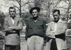 Brothers Edgar, Oscar, and Grover Breazeale  (184 KB)
 
On the left is my uncle Edgar Breazeale.
In the center as my father Oscar Vardaman Breazeale (Jan 7, 1910-Jan 6, 1983).
On the right is my uncle Grover Wilson Breazeale (Dec 4, 1918-Nov 1, 1991)
(Click on Picture to View Full Size)